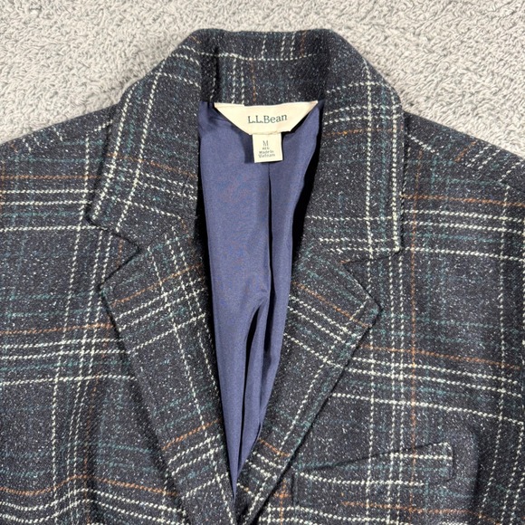 LLBean Jackets & Blazers - LLBean Women Windowpane Plaid Blazer Jacket Wool Silk Front Pockets Size Medium
